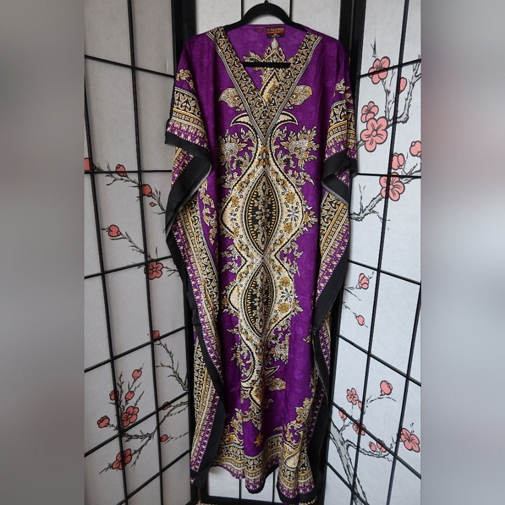 Purple Dashiki Kaftan Mumu Dress XXL NWOT